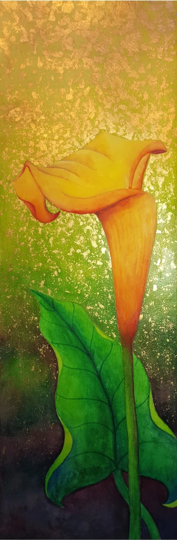 Mango Calla Lily Watercolor Painting